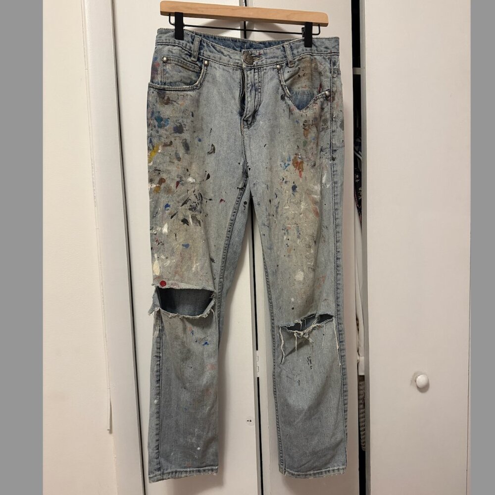 Distressed Free People Boyfriend Jeans